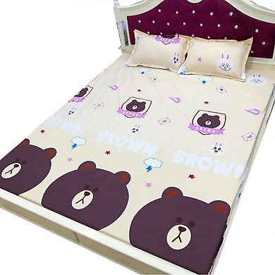 Bộ Ga Gối Cotton Poly Mẫu GẤU Nấu Brown Cute