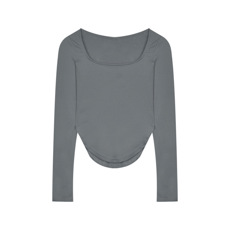 Áo thun lửng COZOK dài tay thiết kế bất đối xứng thời trang cho nữ