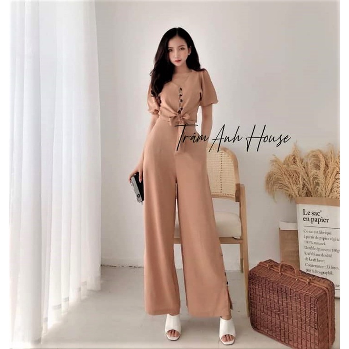 Đồ bộ nữ *  Kiểu áo croptop thắt nơ, vải mềm rũ, form chuẩn thiết kế  * Set đồ bộ nữ *
