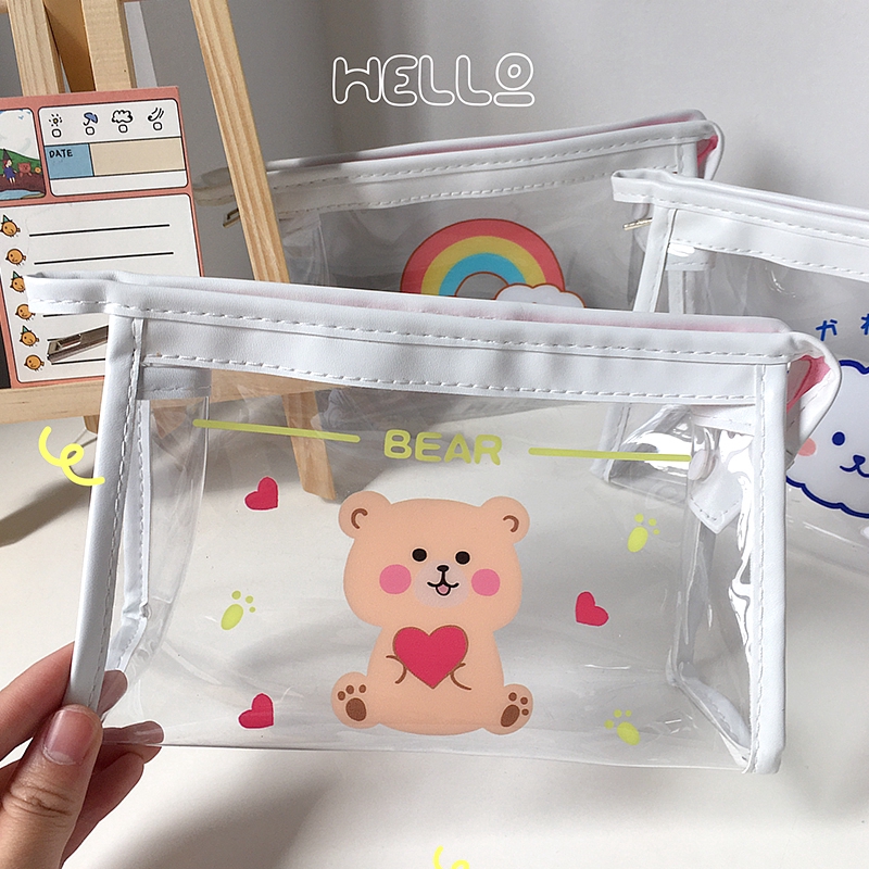 Túi Đựng Đồ Trang Điểm In Hình Hoạt Hình Phong Cách Hàn Quốc Tiện Dụng