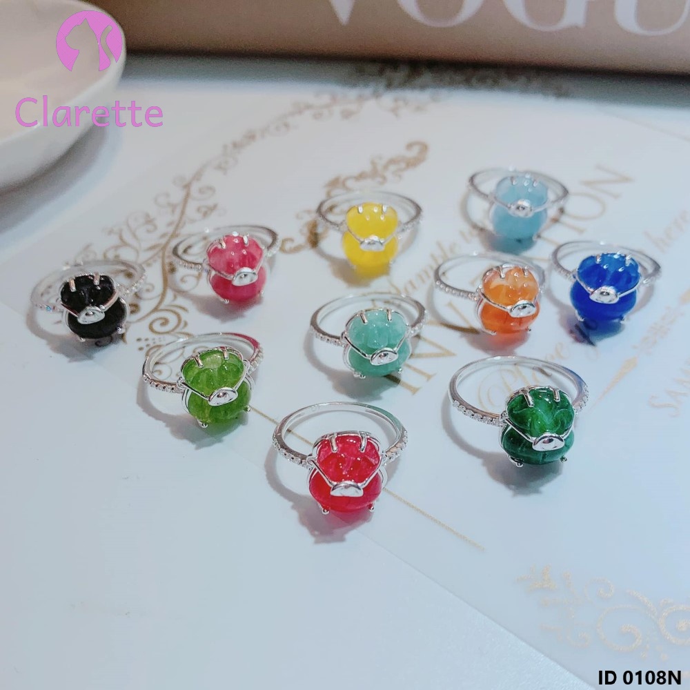 Nhẫn bạc hình túi tiiền đá phong thủy Clarette 0108N