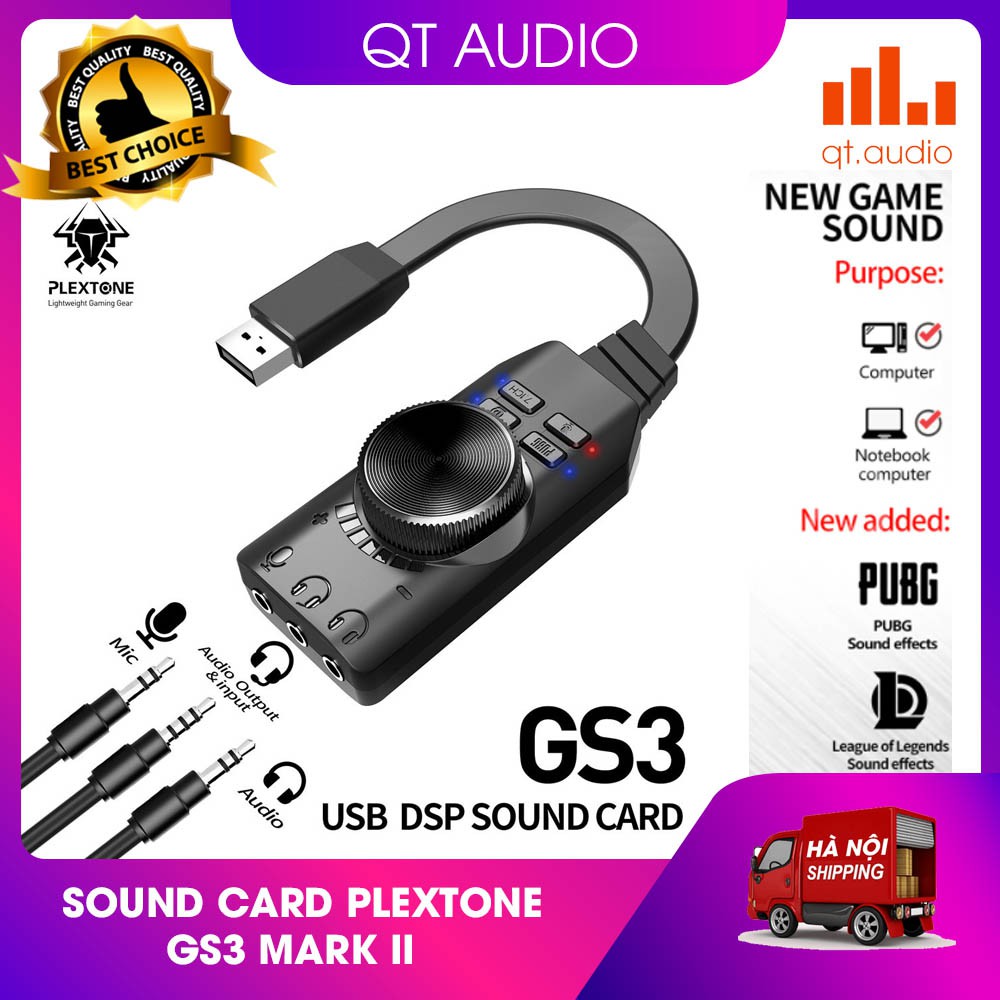 Sound card ( card âm thanh 7.1 ) plextone Gs3 mark II phiên bản mới nhất, chơi game PUBG, League of Legends cực phê