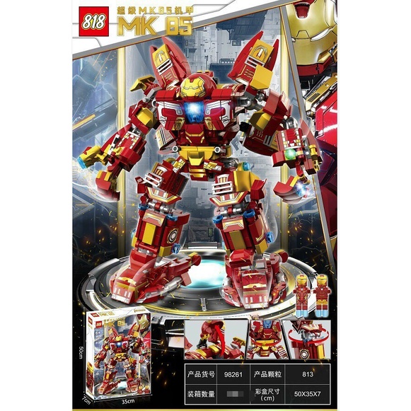 Lắp ráp -  98261 Xếp hình người sắt robot hulkbuster MK 85 siêu anh hùng 813 Khối