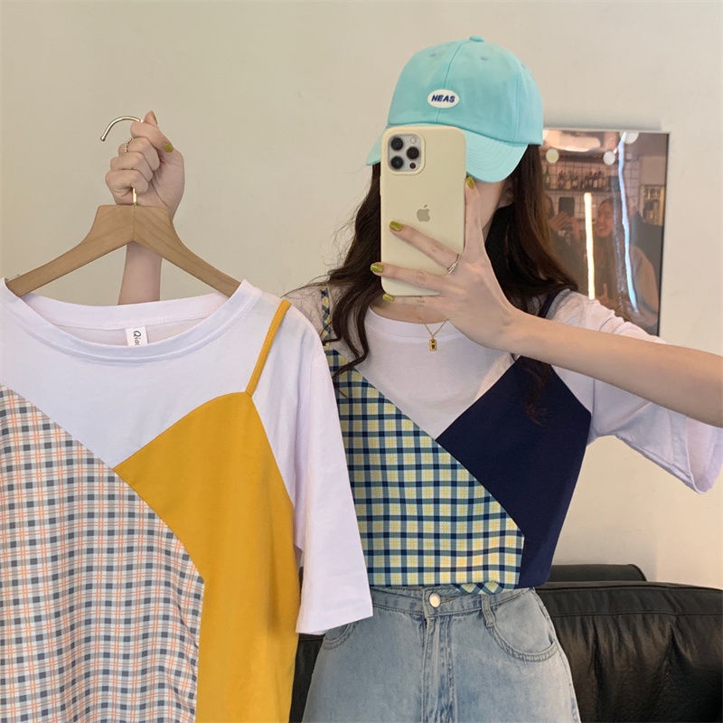 Áo Thun cotton Tay Ngắn Giả Hai Lớp Thời Trang Mùa Hè Hàng Mới