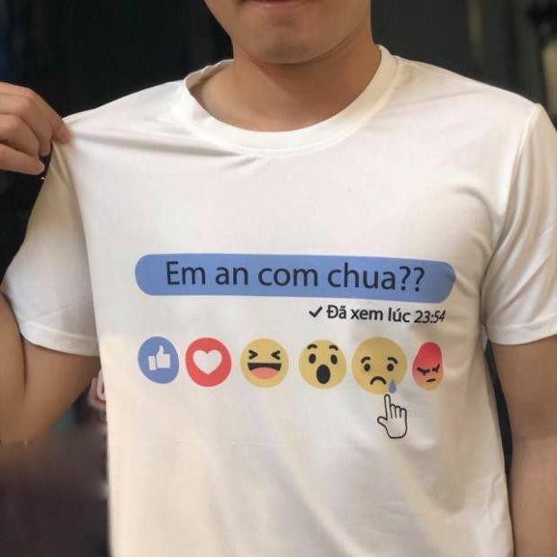 Free Ship Áo Thun Ngắn Tay UNISEX Em Ăn Cơm Chưa