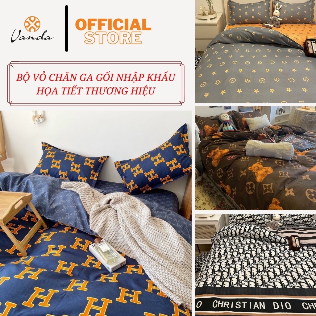 Bộ Vỏ Chăn Ga Gối Nhập Khẩu Họa Tiết Thương Hiệu Chất Liệu Cotton Poly
