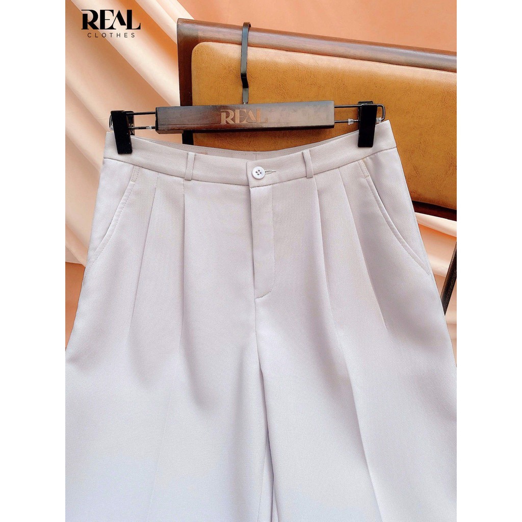 Quần baggy lưng cao màu kem, đủ size, thiết kế cơ bản
