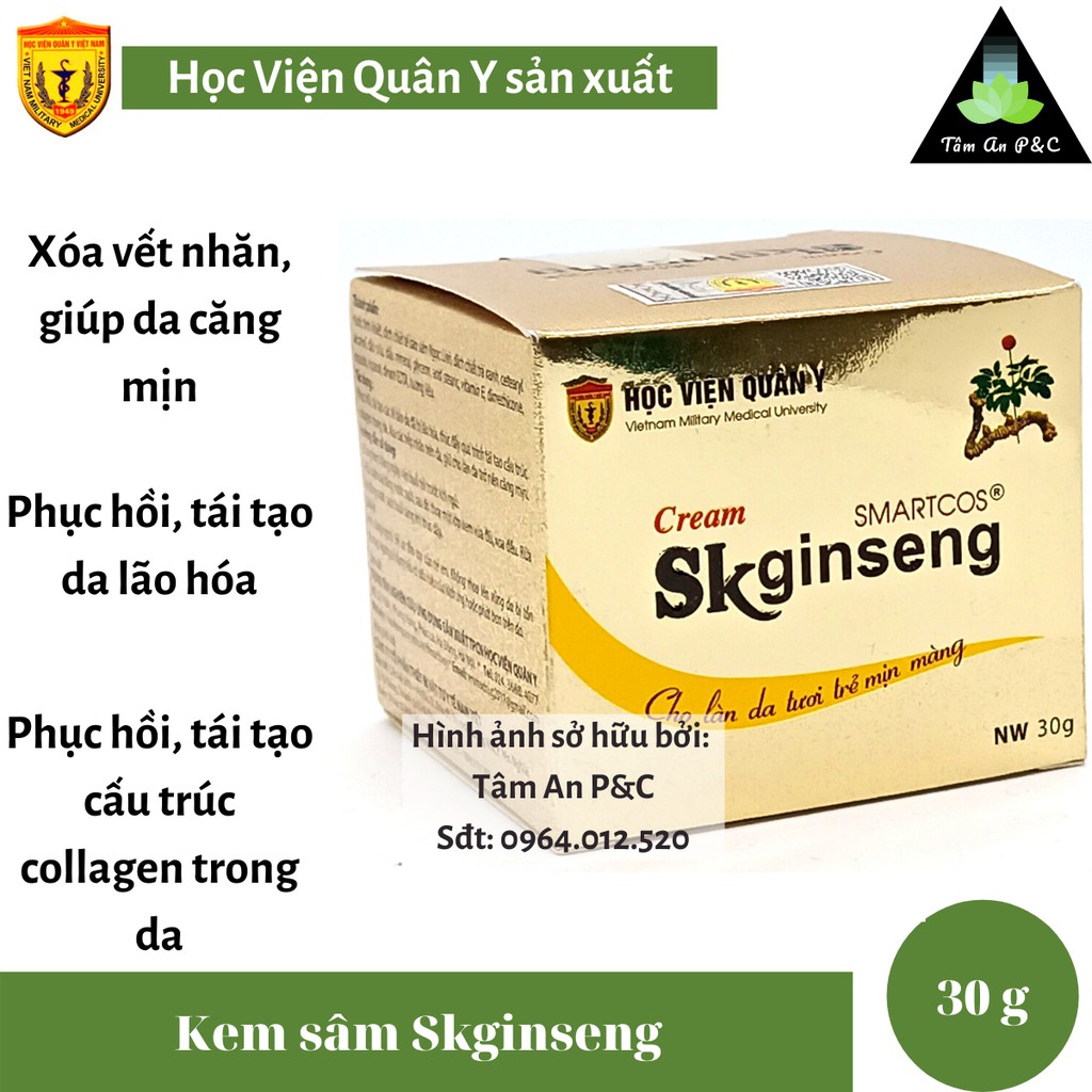 Kem sâm Skginseng Học viện Quân Y (hộp 30g)- Giúp ngăn ngừa, và phục hồi da lão hóa, mờ nám, tàn nhang- CHÍNH HÃNG HVQY