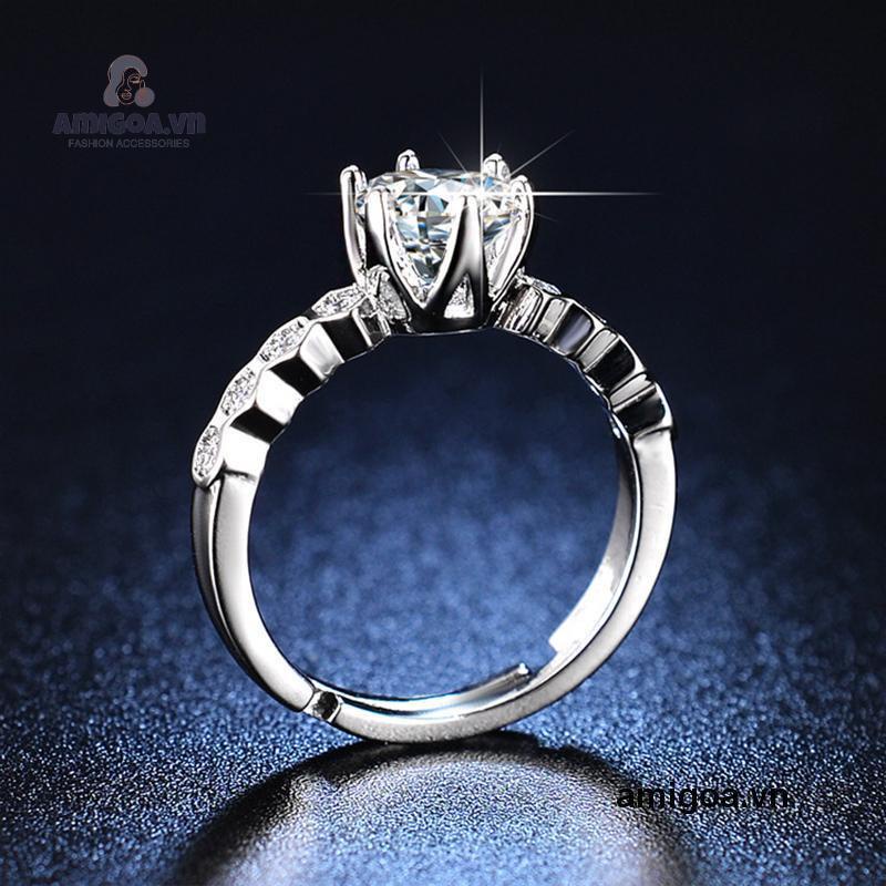 Nhẫn Bạc 925 Đính Đá Zircon Thời Trang Có Thể Điều Chỉnh Cho Nữ