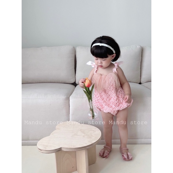 Suit mặc thôi nôi sinh nhật ren cho bé gái
