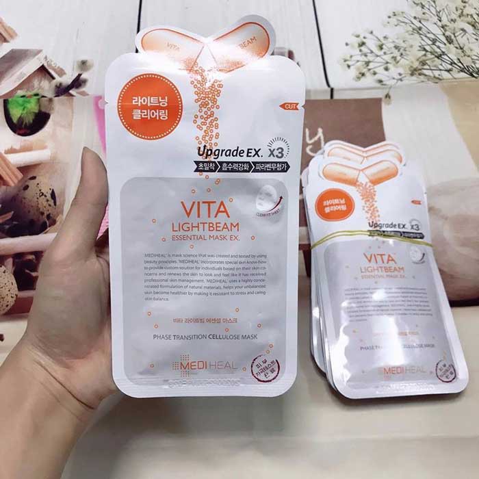 Combo 5 Mặt Nạ Dưỡng Trắng, Mờ Vết Thâm Mediheal Vita Lightbeam Essential Mask Ex 25ml x5