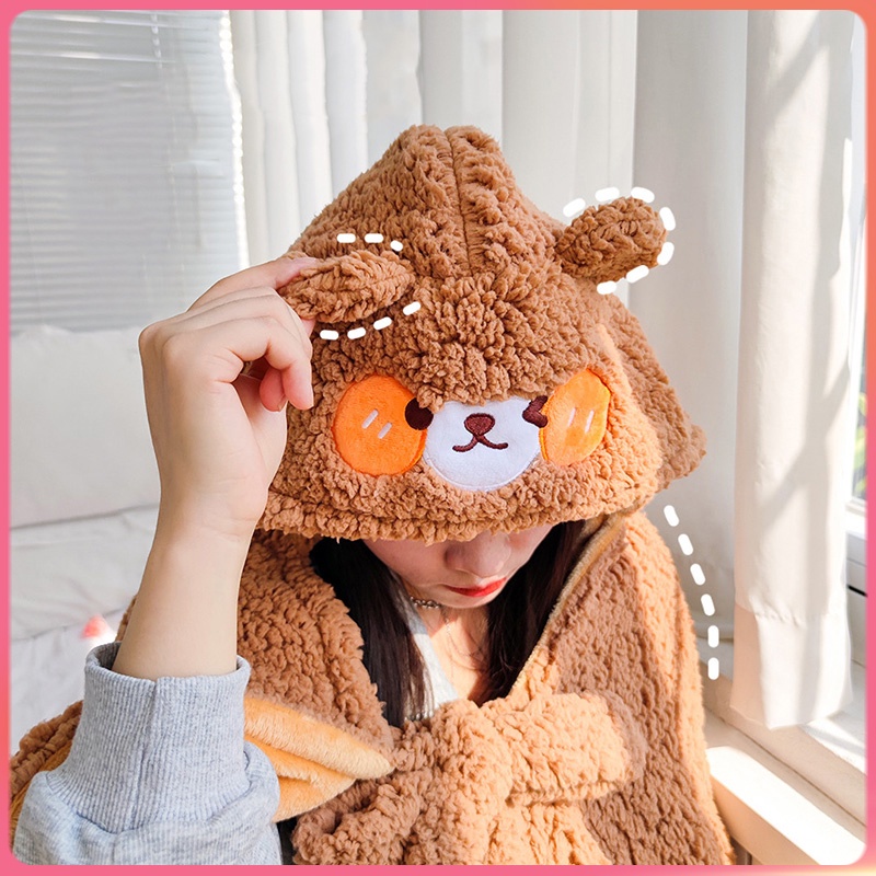 Áo choàng dày dặn hình gấu dễ thương thời trang thu đông cho học sinh