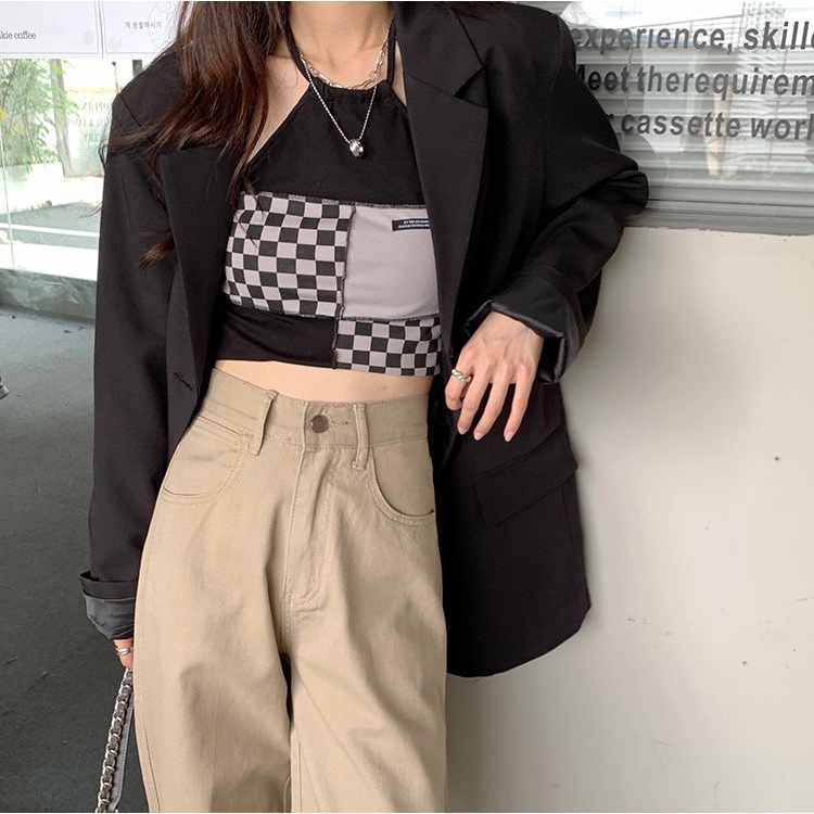 Quần jean cạp cao ống rộng phong cách Hàn Quốc cá tính cho nữ