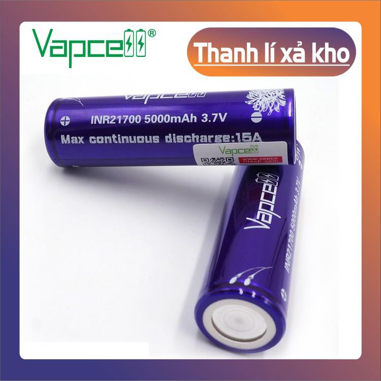 [Mã 154FASHIONSALE giảm 12% đơn 99K] Pin sạc dự phòng VapCell INR21700 dòng xả 15A dung lượng 5000mAh Đèn &amp; Đèn pin