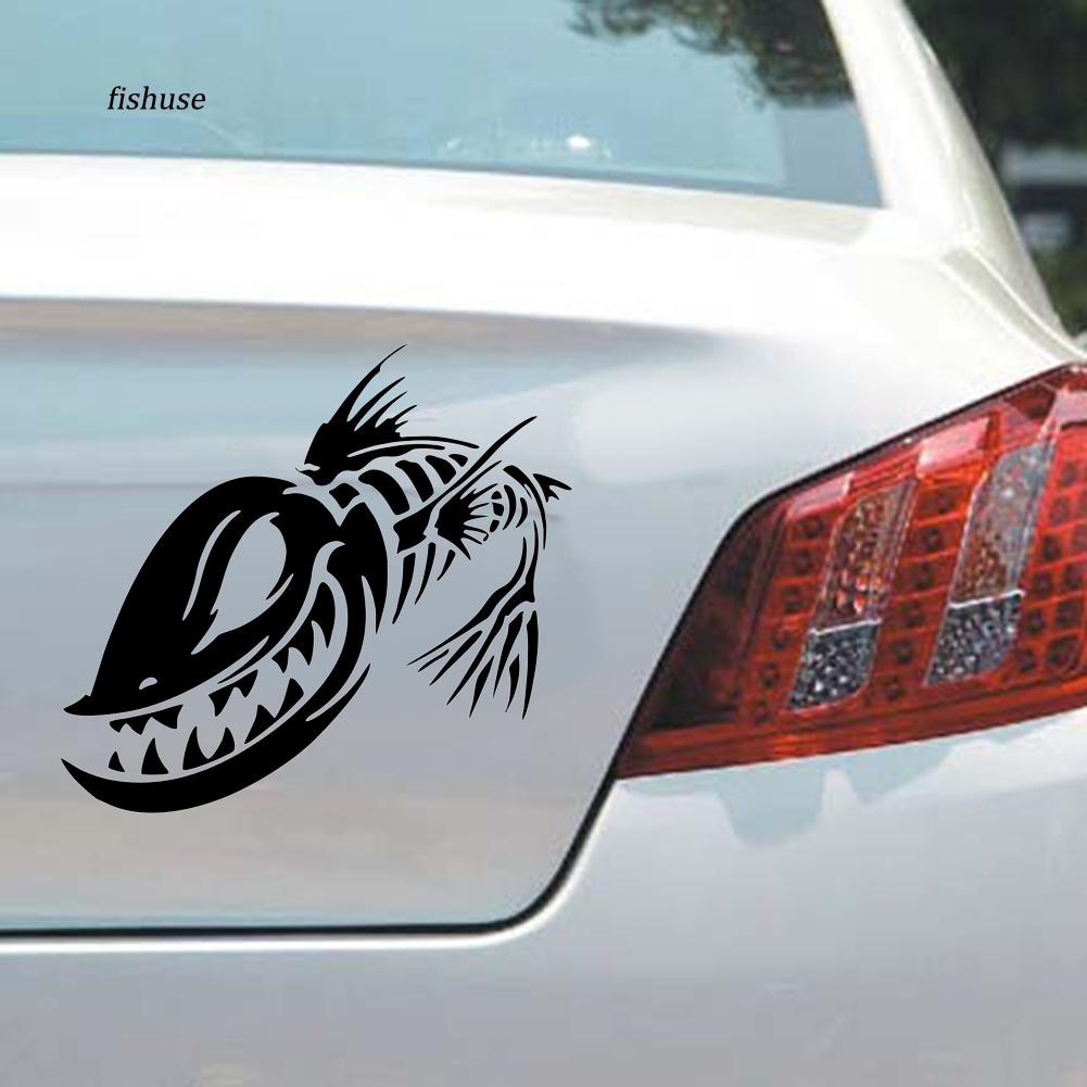 Sticker phản quang dán xe in hình quái vật xương cá độc đáo