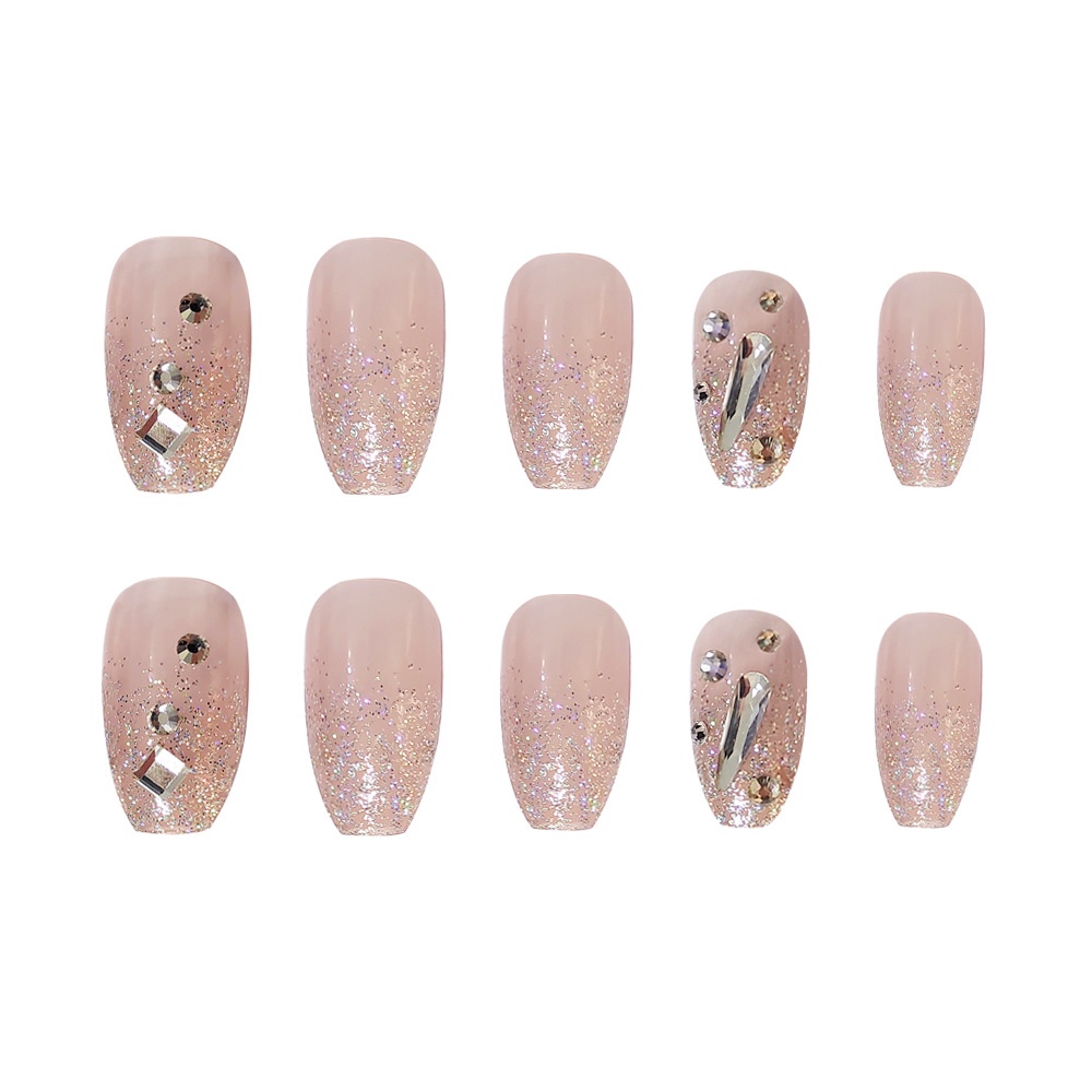 Mẫu thiết kế móng tay loại 24 móng, mẫu nailbox đính đá lấp lánh, tặng kèm dũa keo.