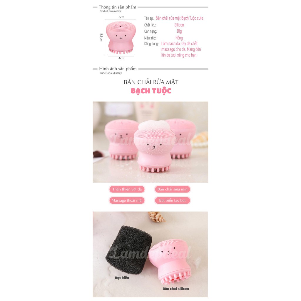 Bàn Chải Rửa Mặt Hai Đầu Hình Bạch Tuộc Xinh Xắn