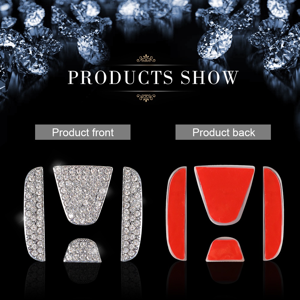 Miếng Dán Logo Trang Trí Vô Lăng Xe Hơi Honda Bmw Đính Pha Lê Lấp Lánh