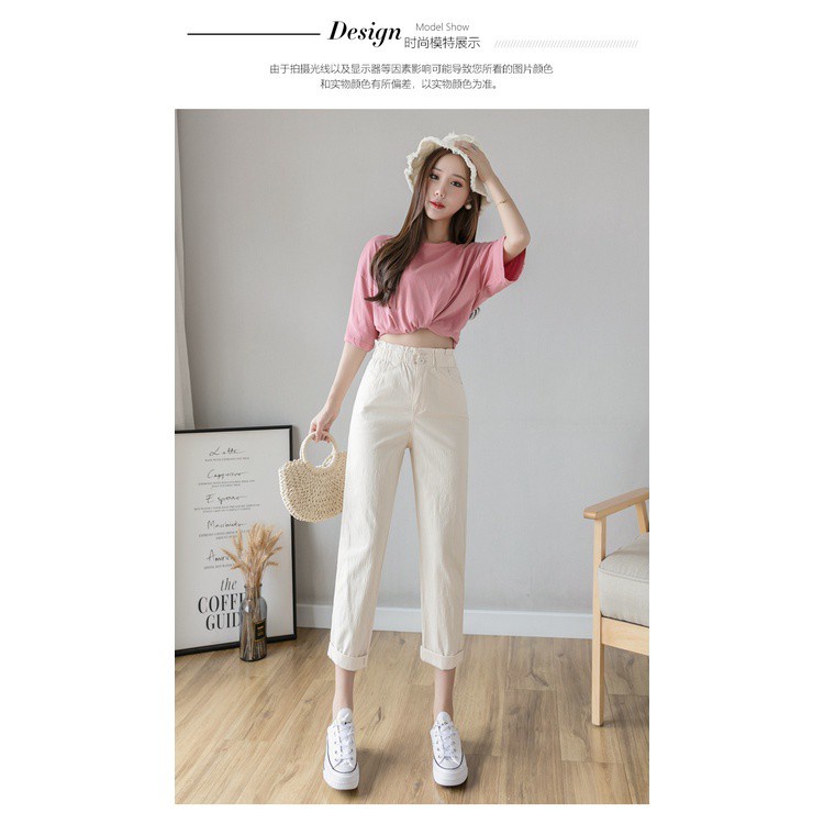Quần Cotton Lưng Cao Ống Rộng Cá Tính Dành Cho Nữ | BigBuy360 - bigbuy360.vn