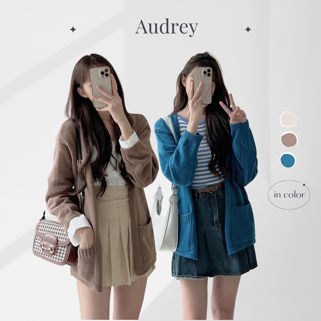 K642 Áo cardigan len nữ AUDREY dáng dài form rộng