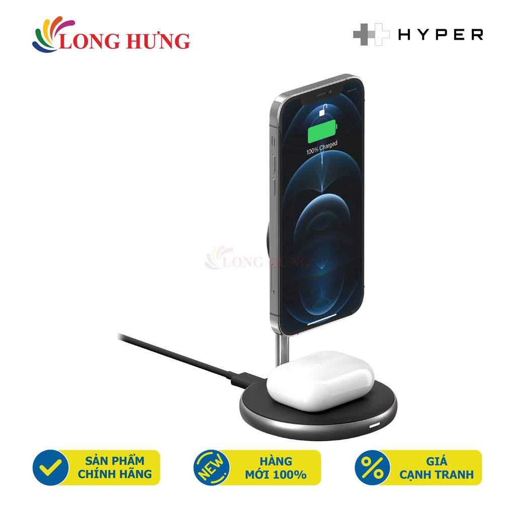 Đế sạc không dây HyperJuice Magnetic 2 in 1 Wireless Charging Stand HJ461 - Hàng chính hãng