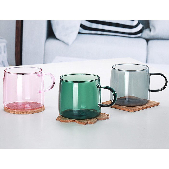 Ly thủy tinh chịu nhiệt 4 màu siêu Kute
