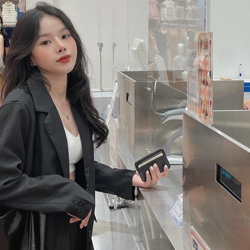 Blazer màu nâu tây-đen