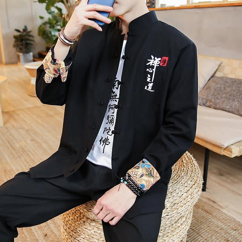 Áo Khoác Hán Phục Chất Liệu Cotton Thời Trang Mùa Thu Dành Cho Nam