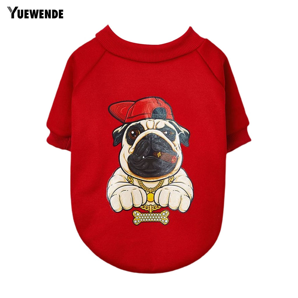 Yue.z Áo Thun Polyester Màu Đỏ Họa Tiết Đáng Yêu Dành Cho Mèo Cưng