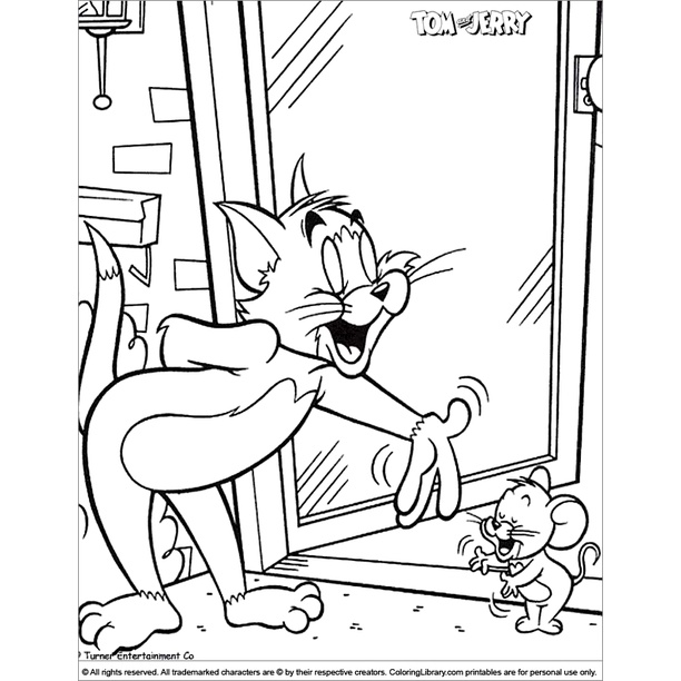 Bộ 53 giấy Tô màu Tom và Jerry, tranh tô màu Mèo và Chuột dành cho trẻ em, tranh tô màu khổ A4, A5 dành cho bé