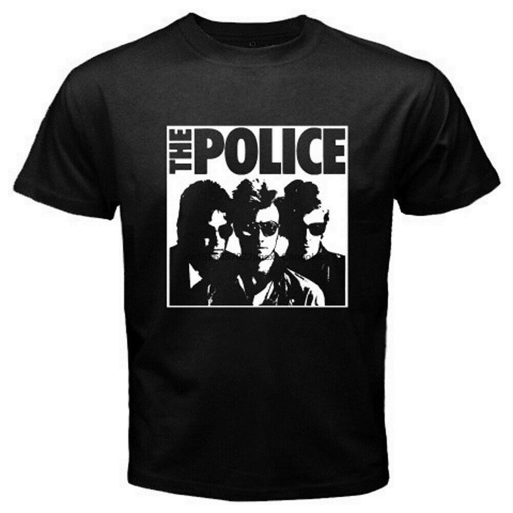 Mặc hàng ngày in hình mùa hè mát mẻ The Police Sting Áo thun nam màu đen cổ điển