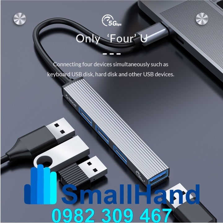 Hub Orico AH-13 – Bộ chia 4 cổng USB 3.0 Cáp đầu vào Type-C  – Bảo hành 12 tháng