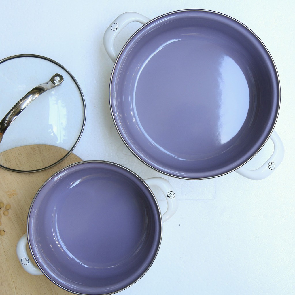 Nồi Thép Tráng Men nhập khẩu cao cấp CHEFTINA dùng được bếp từ, kích thước 16cm, 20cm, 24cm