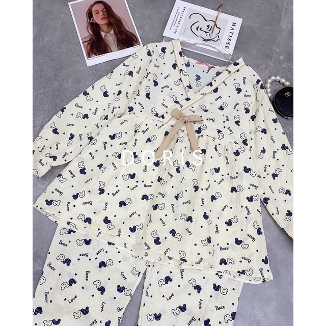 Pijama bầu -đồ bộ bầu trước và sau sinh vạt chéo. Chất Liệu Xô Đũi Cao Cấp Mặc Hè Cực Mát