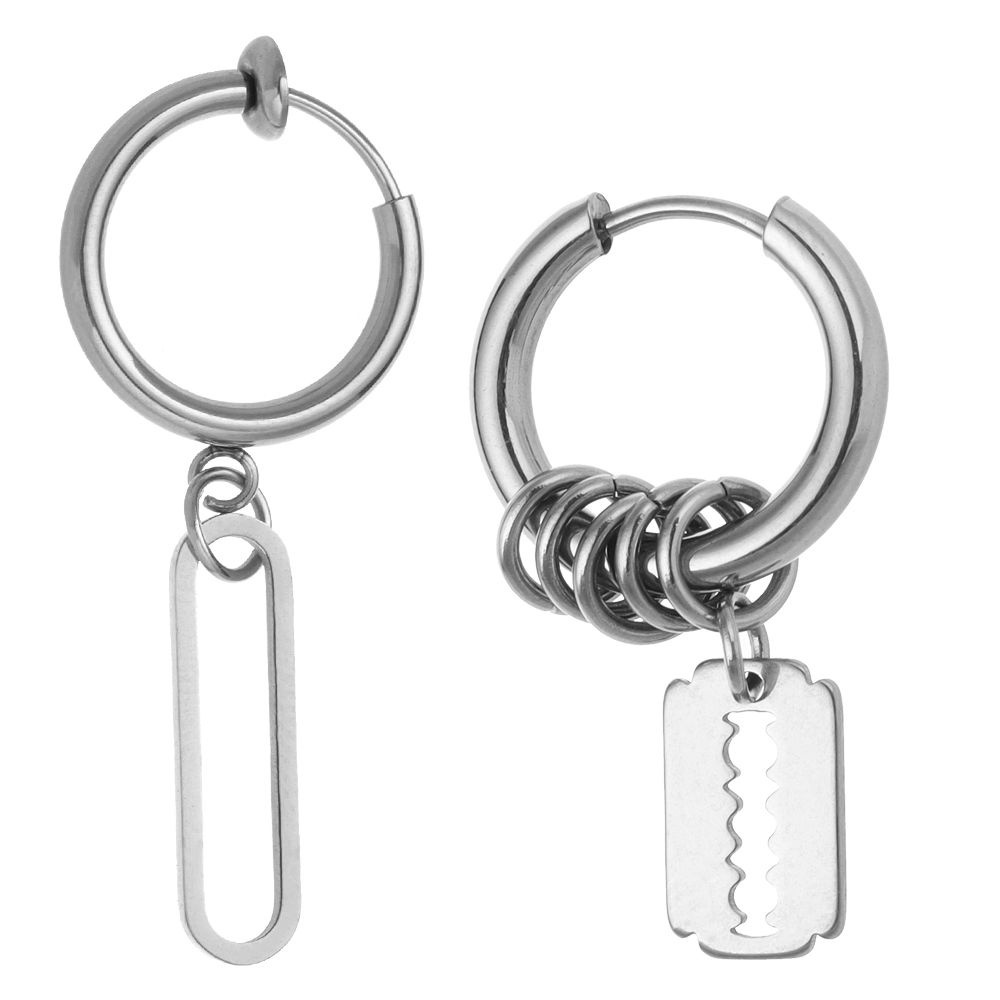 Khuyên Tai Dạng Kẹp Hình Ovan Không Xỏ Khuyên Thời Trang Phong Cách Punk