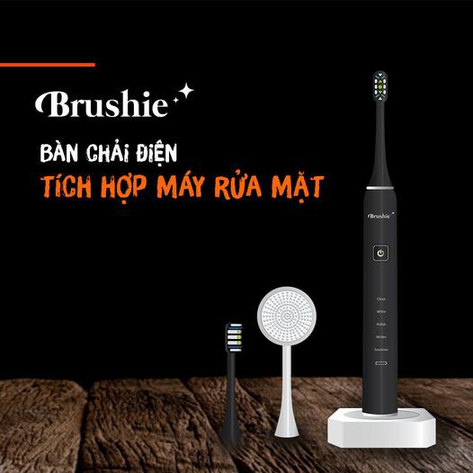 [Tặng quà] BRUSHIE Bàn chải điện Limitted mới cho niềng/răng nhạy cảm, chăm sóc nứu, tích hợp máy rửa mặt, chính hãng