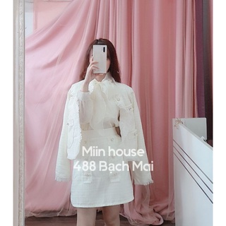 Set dạ tweed nhũ 4 túi Miin