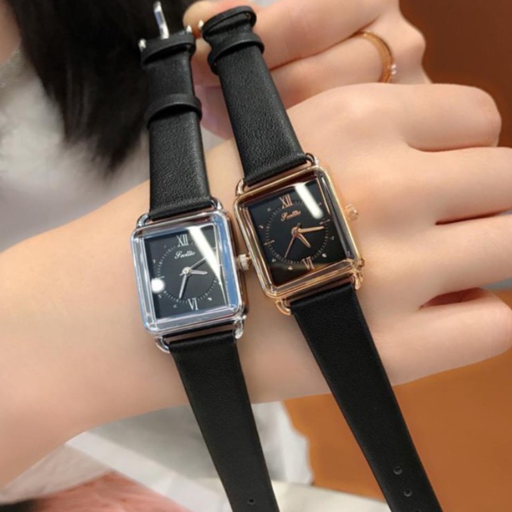 Đồng hồ nữ Scottie S9044 hàng chính hãng dây da mặt vuông viền đá | BigBuy360 - bigbuy360.vn