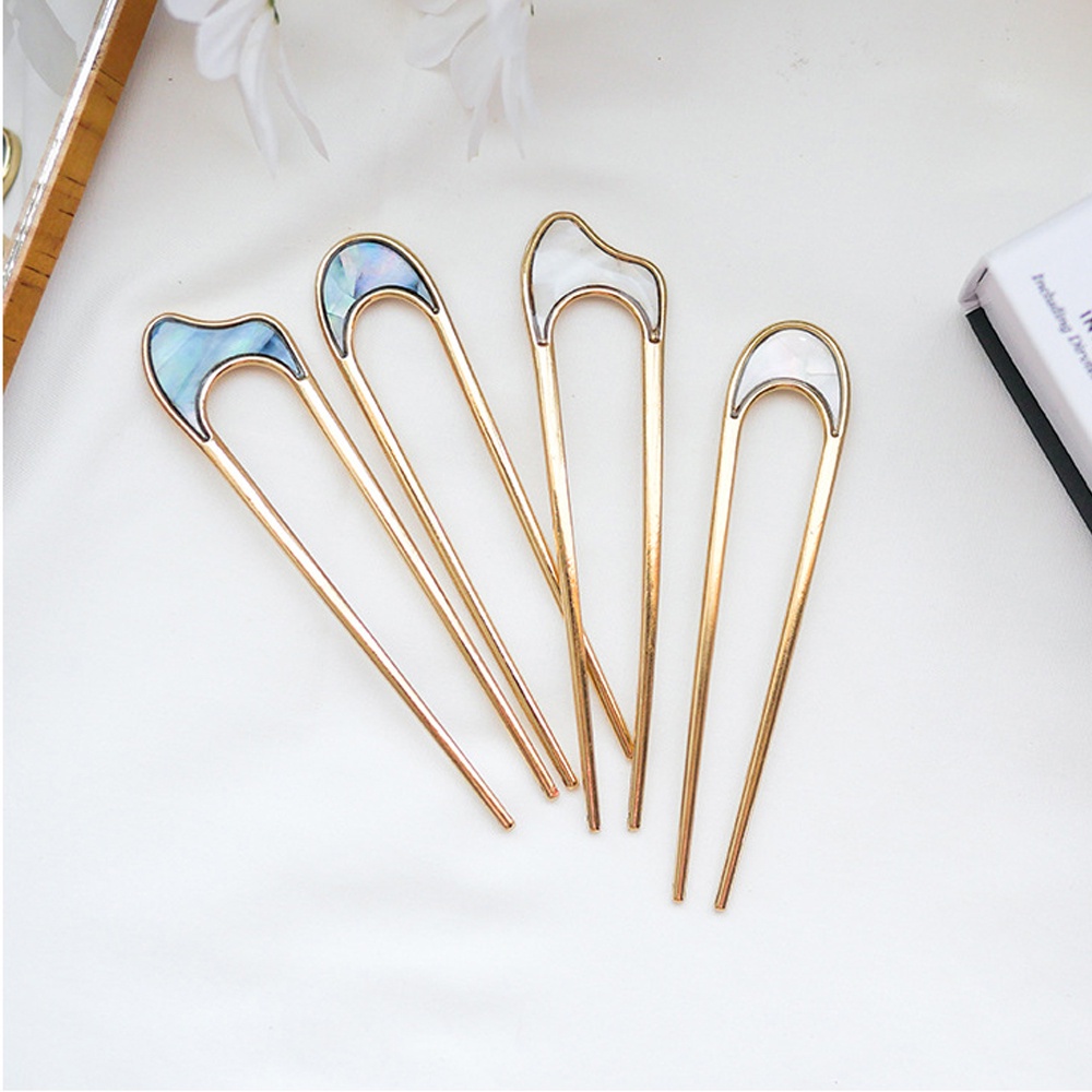 Trâm cài tóc hình chữ U bằng kim loại nhiều màu thời trang MIHAN1