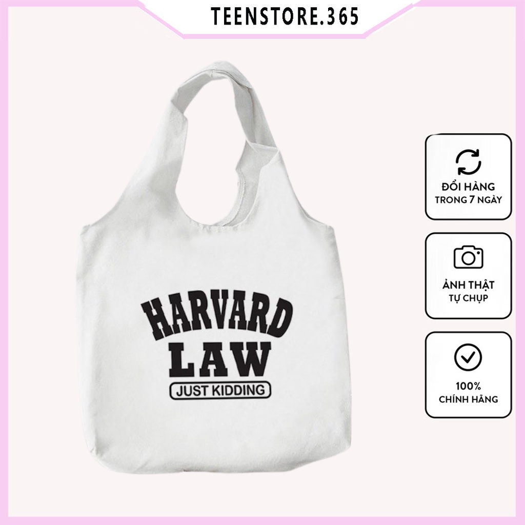 Túi totein Harvard Law TT14 chất liệu vải kaki hàn kích thước 30*36 cm -Teenstore.365