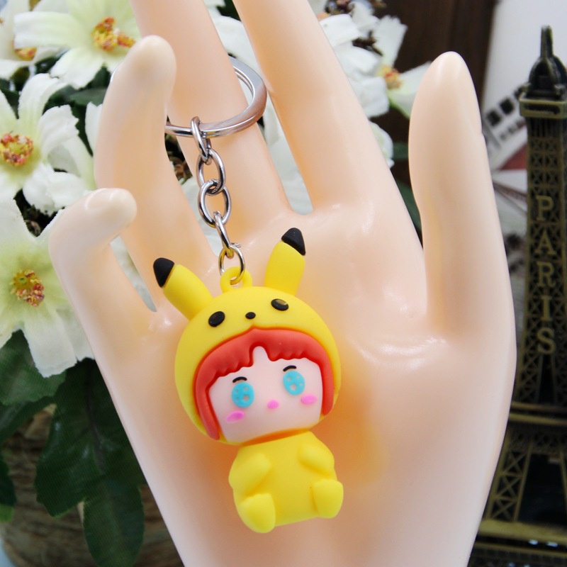 Móc Khóa Hình Pikachu / Gấu / Thỏ Ba Chiều Dễ Thương Dùng Làm Quà Tặng Cho Bạn Bè