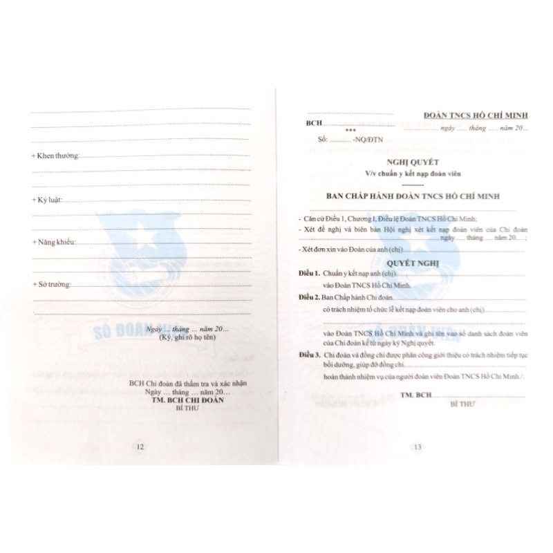 Sổ đoàn viên màu hồng, , GIÁ BÌA 10.000đ, mẫu mới nhất 2023