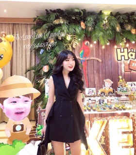 Đầm cổ vest eo phối peplum🍥🍥