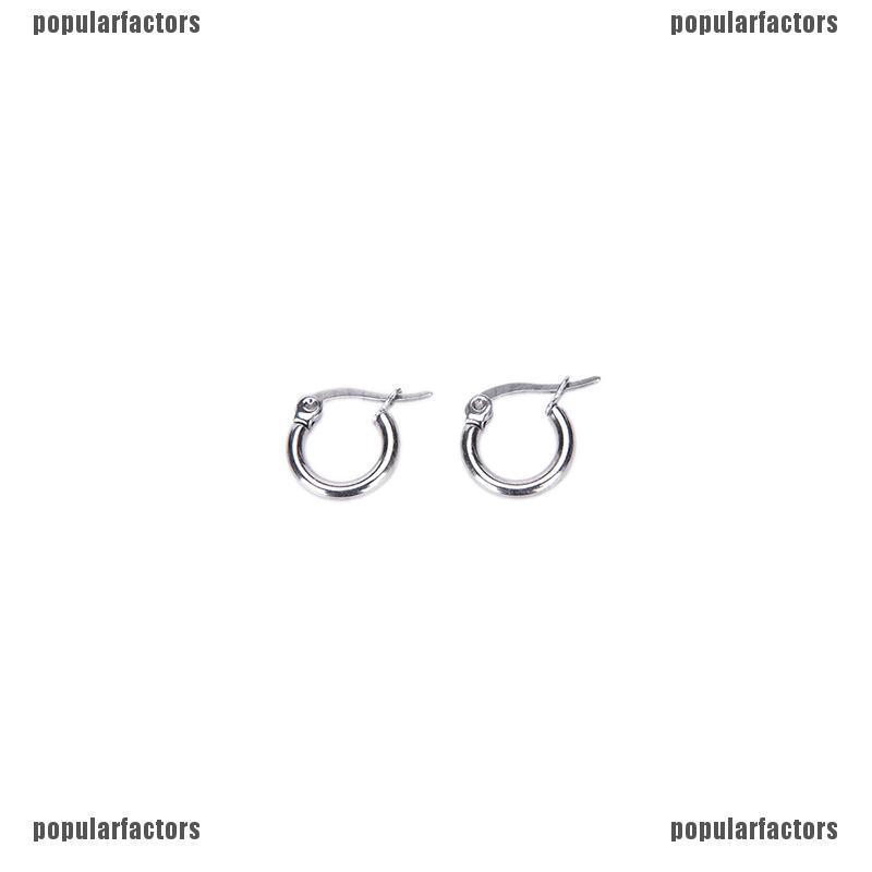 Khuyên Tai Tròn Mạ Bạc Chất Liệu Thép Không Gỉ