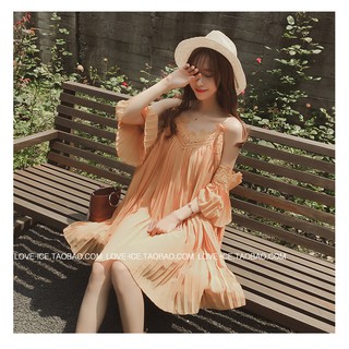 Đầm Dập Ly Phối Ren Oversize