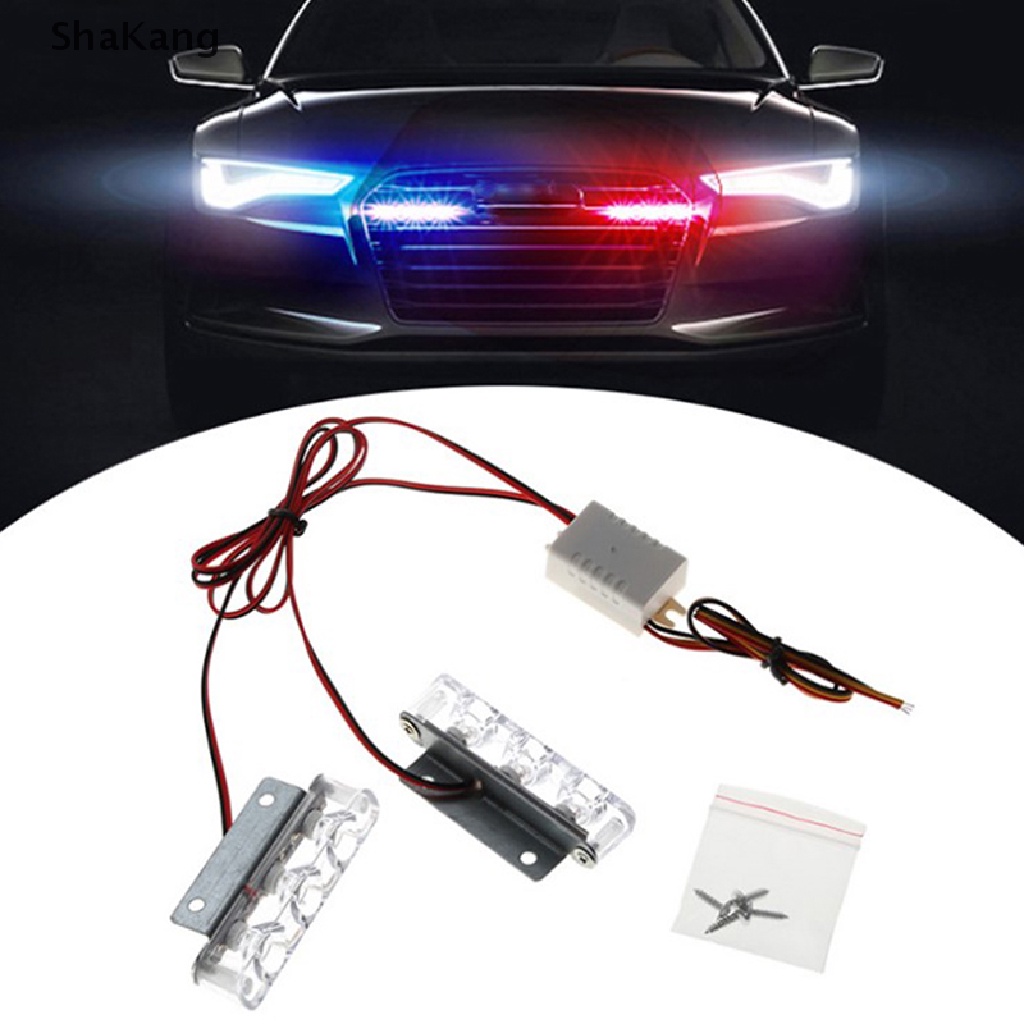 2 Đèn 3 bóng LED phong cách cảnh sát 12V 12W ánh sáng nhấp nháy chuyên dùng cho mô tô