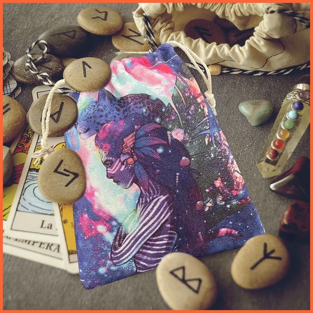 Túi Nhung Dây Rút Đựng Bài Tarot Thêu Họa Tiết Oracle DND Dungeons Và Rồng