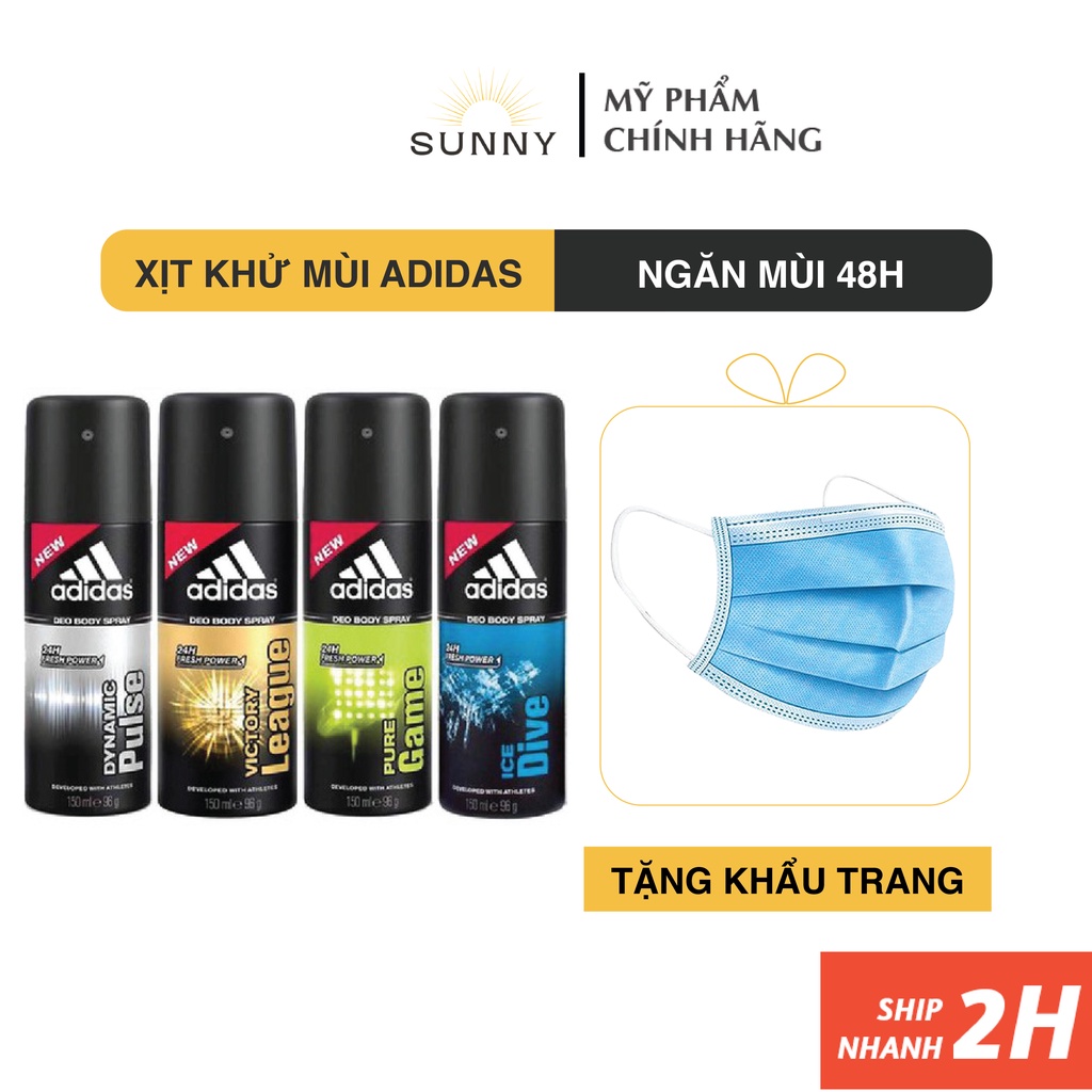 Xịt khử mùi toàn thân Adidas cho nam giới, hương thơm nam tính, mạnh mẽ, chăm sóc cơ thể, xịt khử mùi cho nam