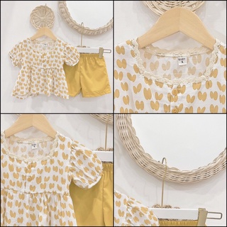 Set bộ đũi thô cộc tay 2 màu xinh xắn cho bé gái