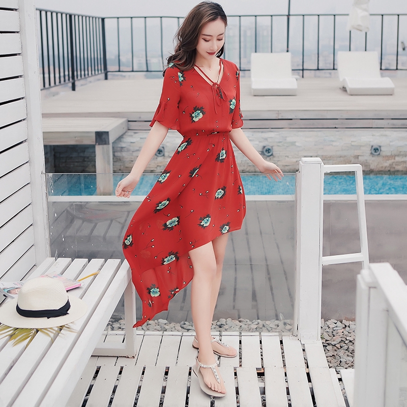 Đầm Chiffon Kiểu Thái Lan Thiết Kế Lệch Tà Cá Tính Cho Nữ